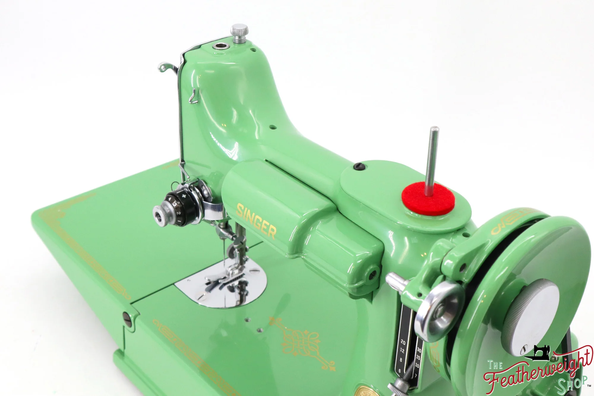 Singer Featherweight 221, AH211*** - Fully Restored in Art Deco Green - Image 13