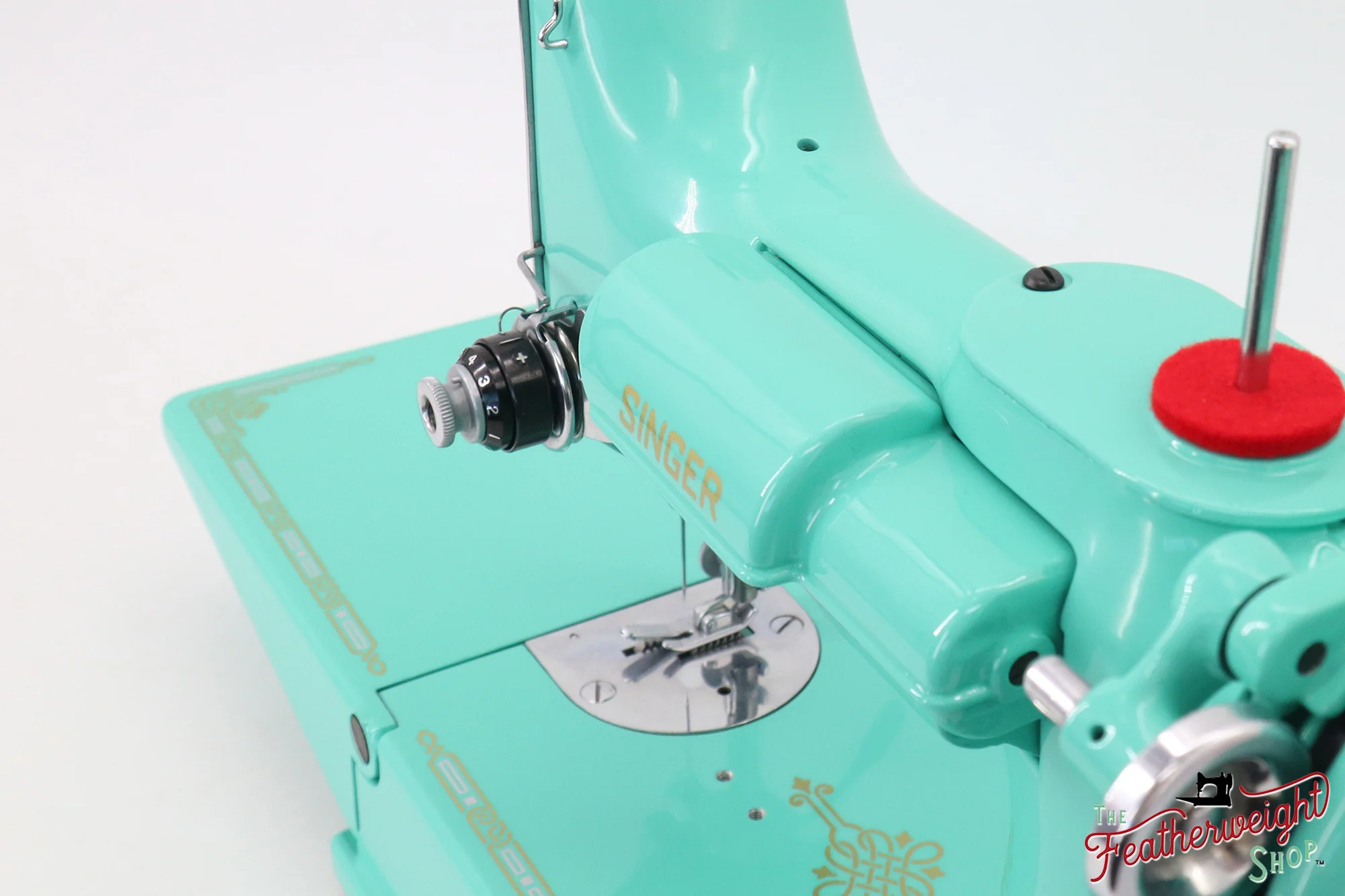 Singer Featherweight 221, AJ587*** - Fully Restored in Caribbean Sea Green - Image 14