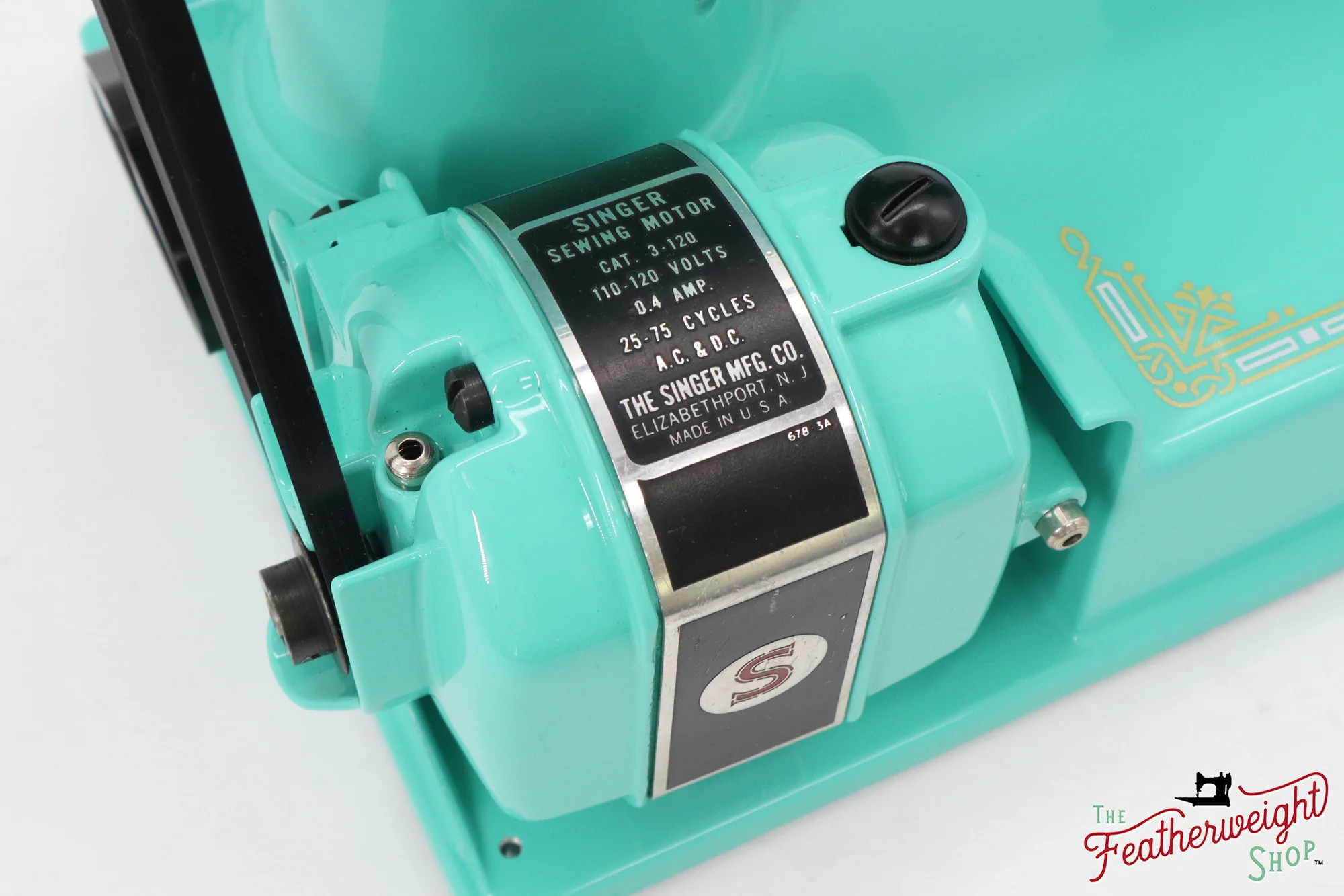 Singer Featherweight 221, AJ587*** - Fully Restored in Caribbean Sea Green - Image 16