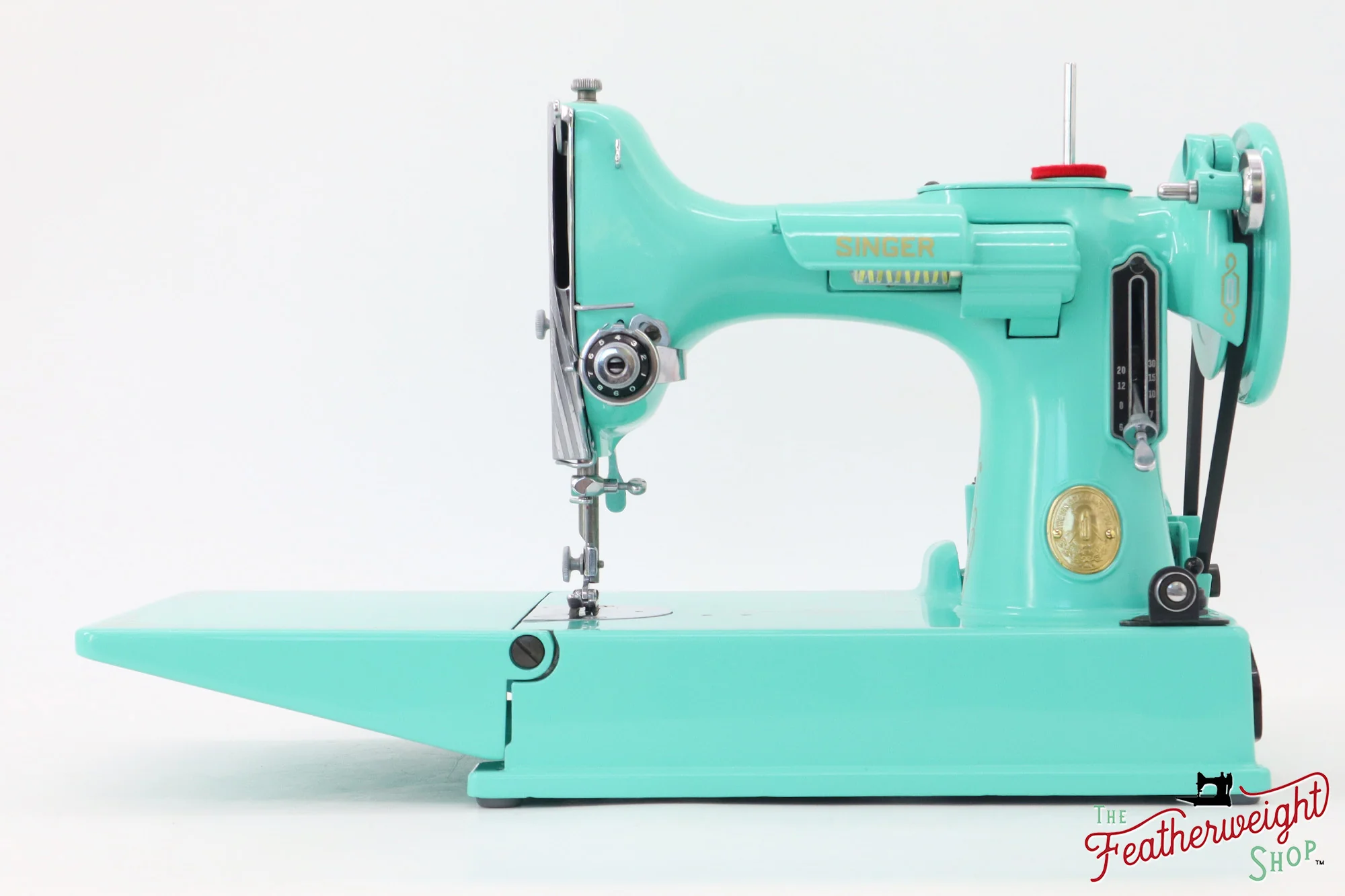 Singer Featherweight 221, AJ587*** - Fully Restored in Caribbean Sea Green - Image 2