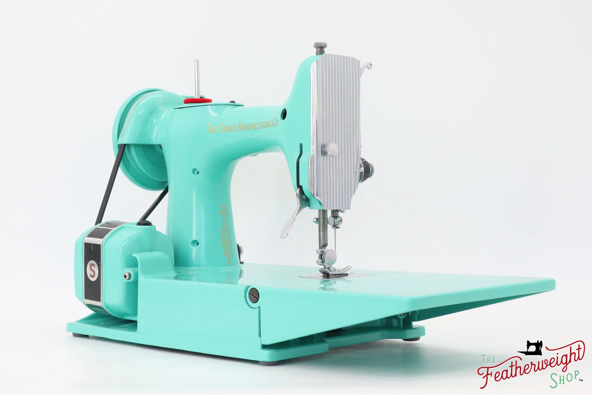 Singer Featherweight 221, AJ587*** - Fully Restored in Caribbean Sea Green - Image 7