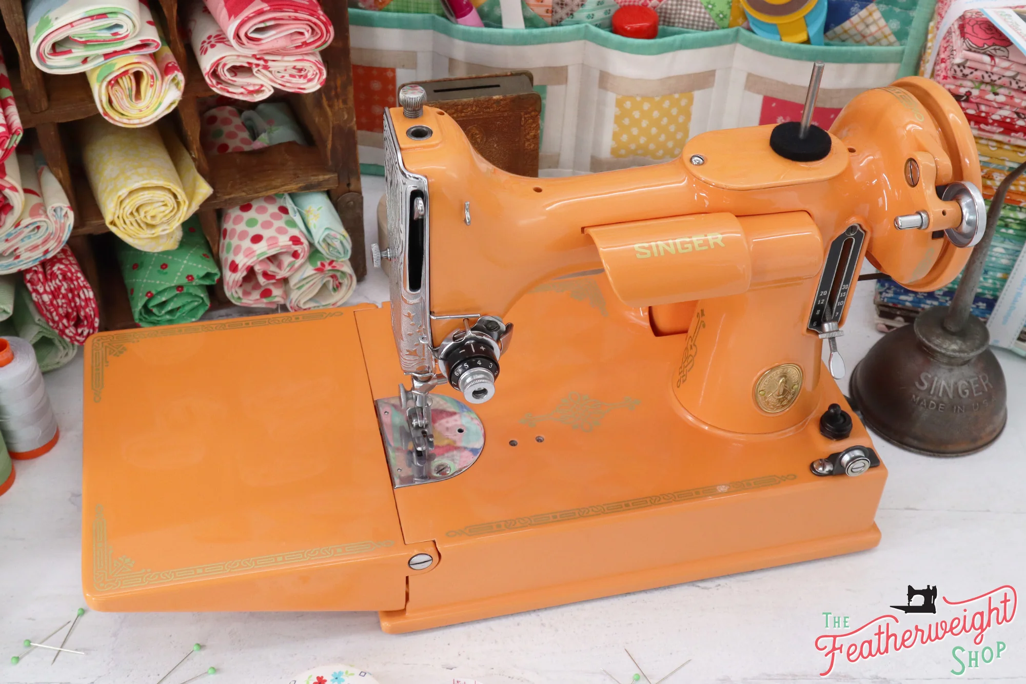 Singer Featherweight 221 Sewing Machine AG696*** - Fully Restored in Happy Orange - Image 4