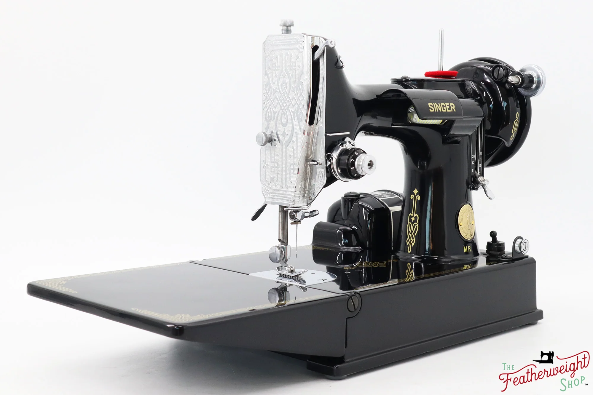 Singer Featherweight 221 Sewing Machine AJ010***, RARE M.R. Decal - Fully Restored in Gloss Black - Image 10