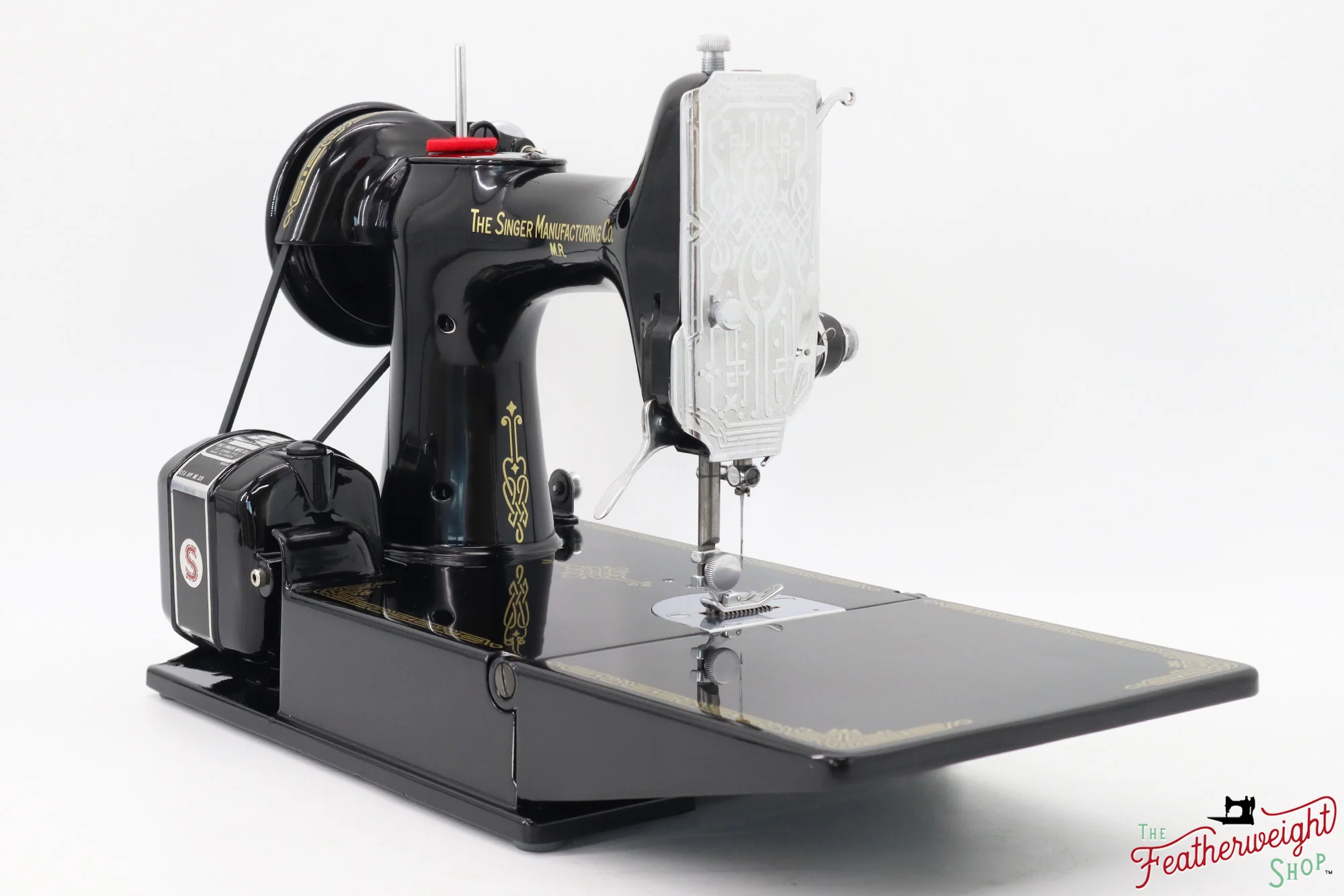 Singer Featherweight 221 Sewing Machine AJ010***, RARE M.R. Decal - Fully Restored in Gloss Black - Image 12