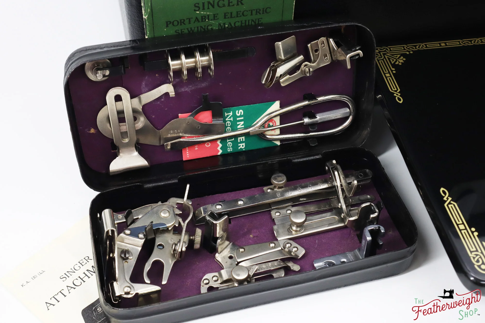 Singer Featherweight 221 Sewing Machine AJ010***, RARE M.R. Decal - Fully Restored in Gloss Black - Image 2
