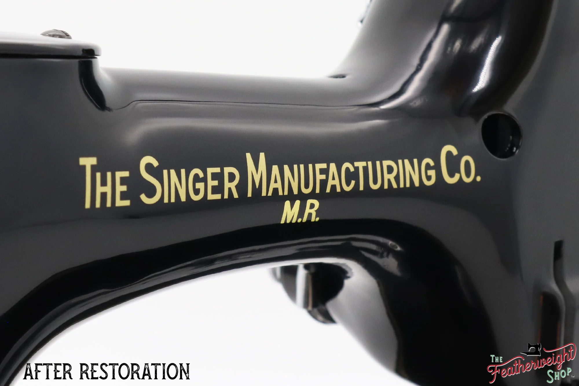 Singer Featherweight 221 Sewing Machine AJ010***, RARE M.R. Decal - Fully Restored in Gloss Black - Image 6