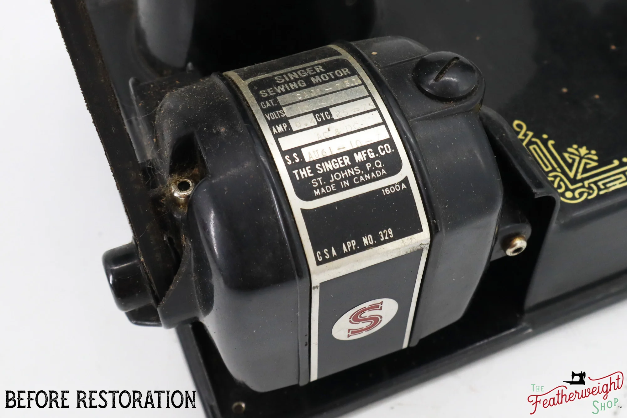 Singer Featherweight 221 Sewing Machine AJ010***, RARE M.R. Decal - Fully Restored in Gloss Black - Image 8