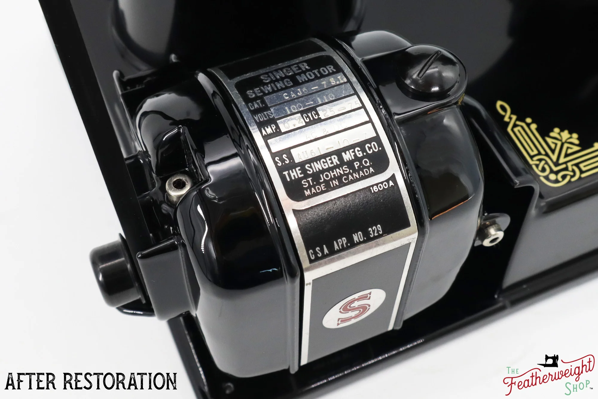 Singer Featherweight 221 Sewing Machine AJ010***, RARE M.R. Decal - Fully Restored in Gloss Black - Image 9