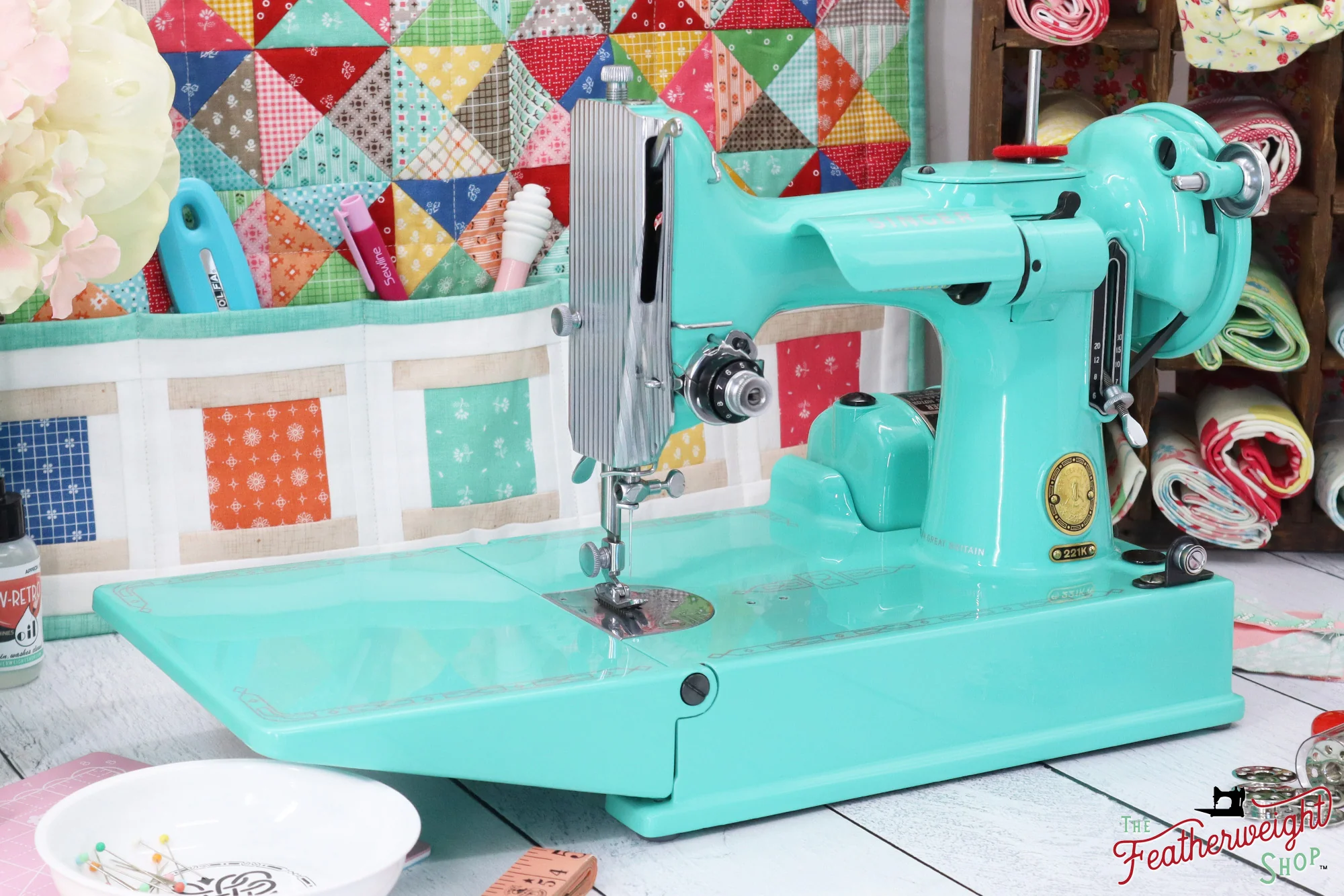 Singer Featherweight 221K, EK203*** - Fully Restored in Caribbean Sea Glass - Image 2
