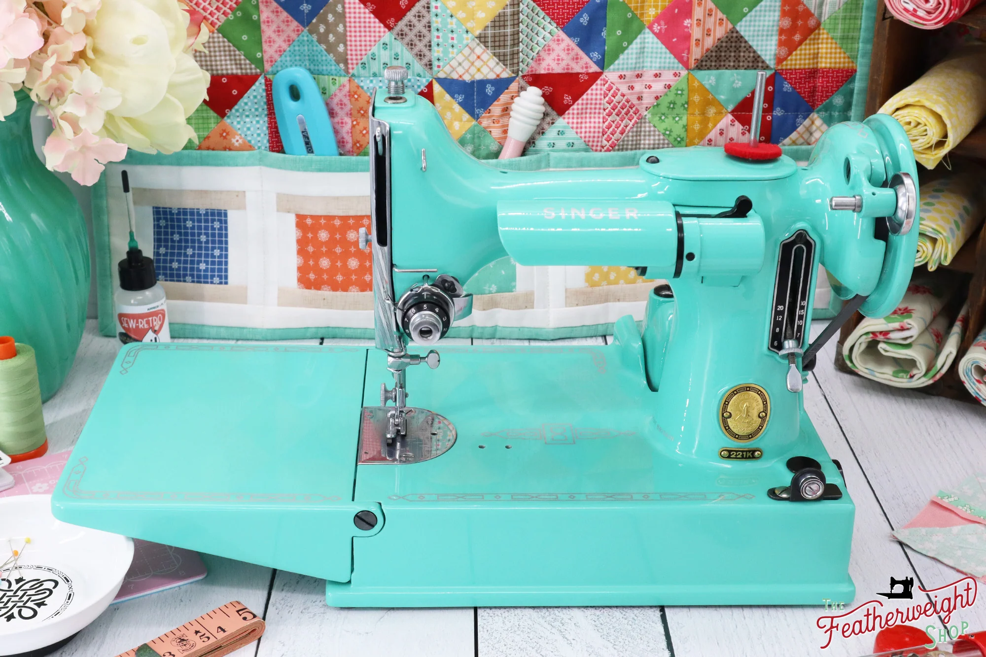 Singer Featherweight 221K, EK203*** - Fully Restored in Caribbean Sea Glass - Image 4
