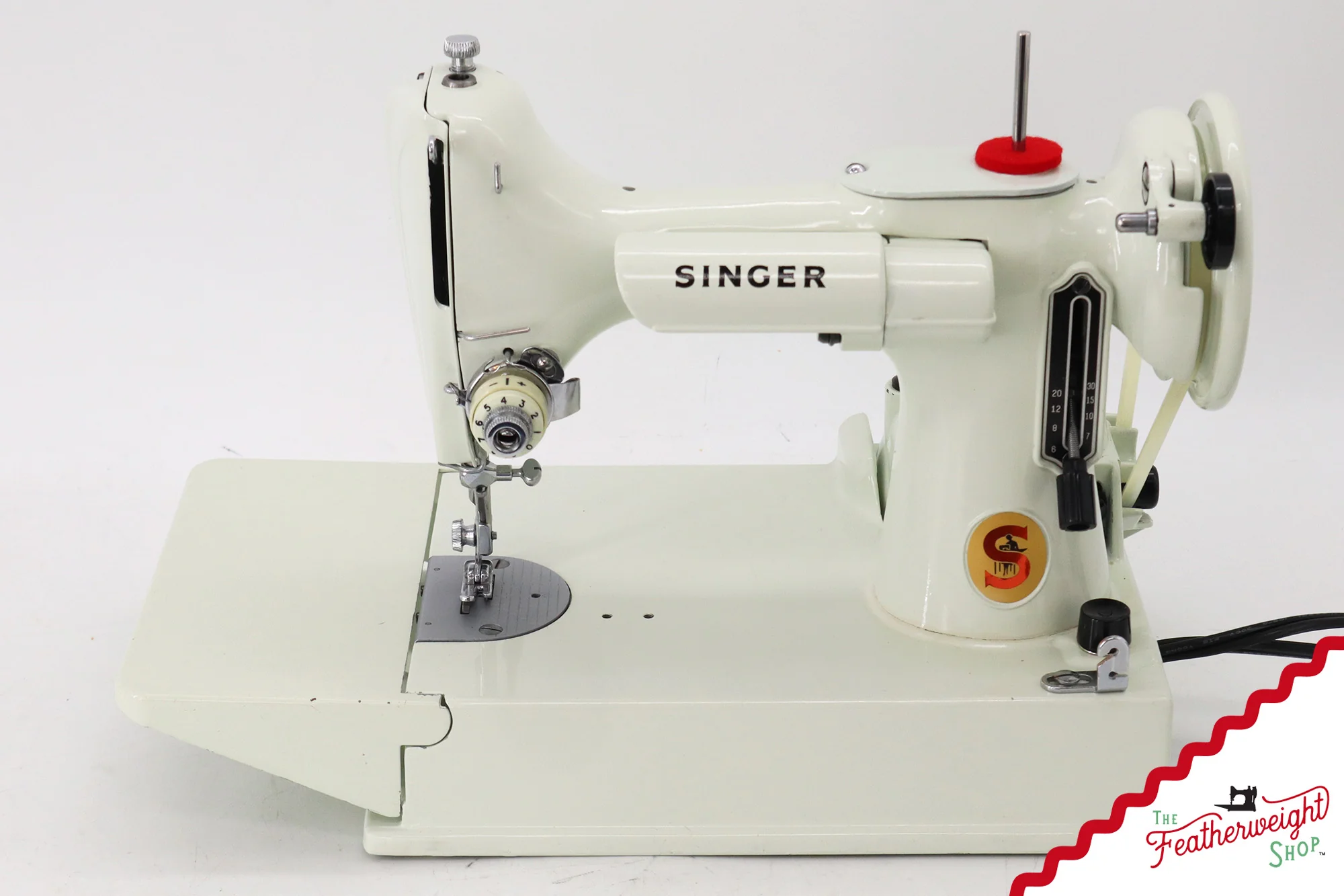 Singer Featherweight 221K Sewing Machine, British WHITE EV968*** - Image 2