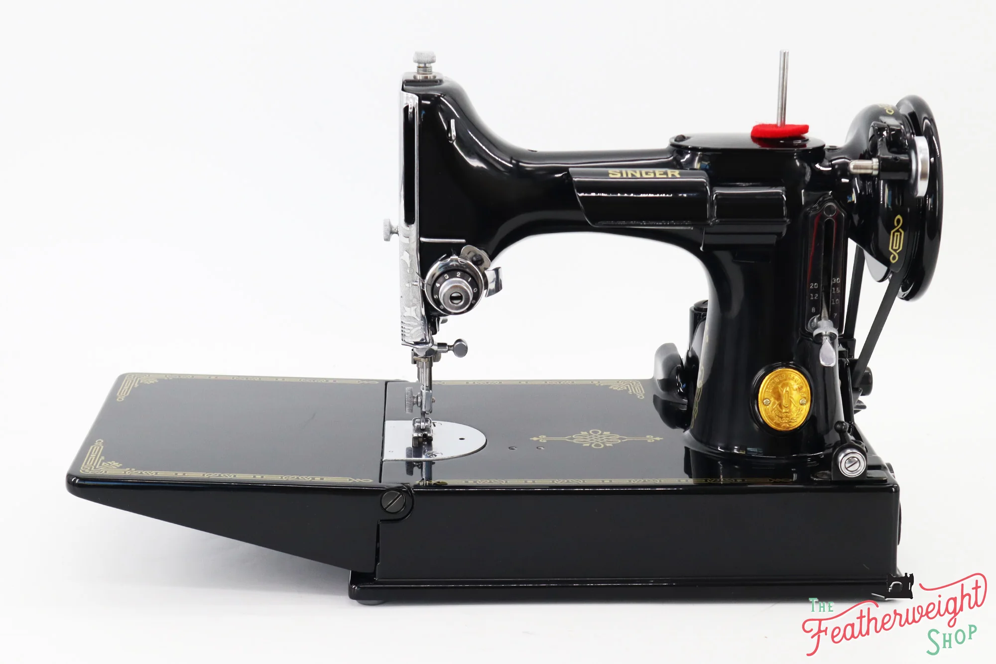 Singer Featherweight 221K Sewing Machine EF564***, RARE Great Britain Decal - Fully Restored in Gloss Black - Image 10