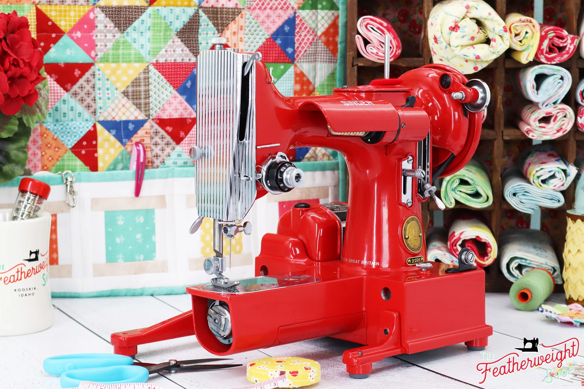 Singer Featherweight 222K EJ225***, 1953 - Fully Restored in Happy Red - 656th 222 Produced! - Image 2