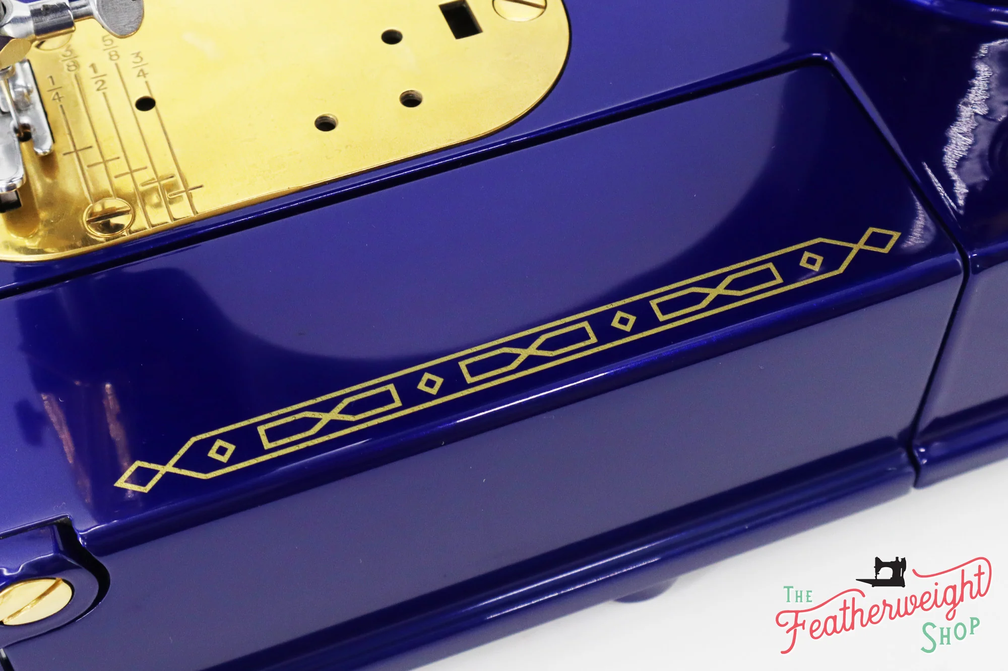 Singer Featherweight 222K EJ6185** - Fully Restored in Royal Cobalt Blue - Gold Plated! - Image 15