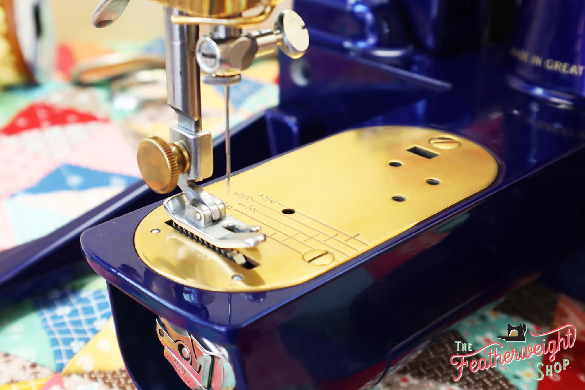 Singer Featherweight 222K EJ6185** - Fully Restored in Royal Cobalt Blue - Gold Plated! - Image 19