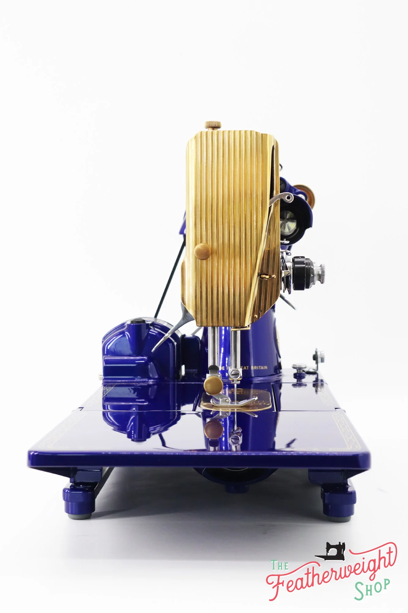 Singer Featherweight 222K EJ6185** - Fully Restored in Royal Cobalt Blue - Gold Plated! - Image 6