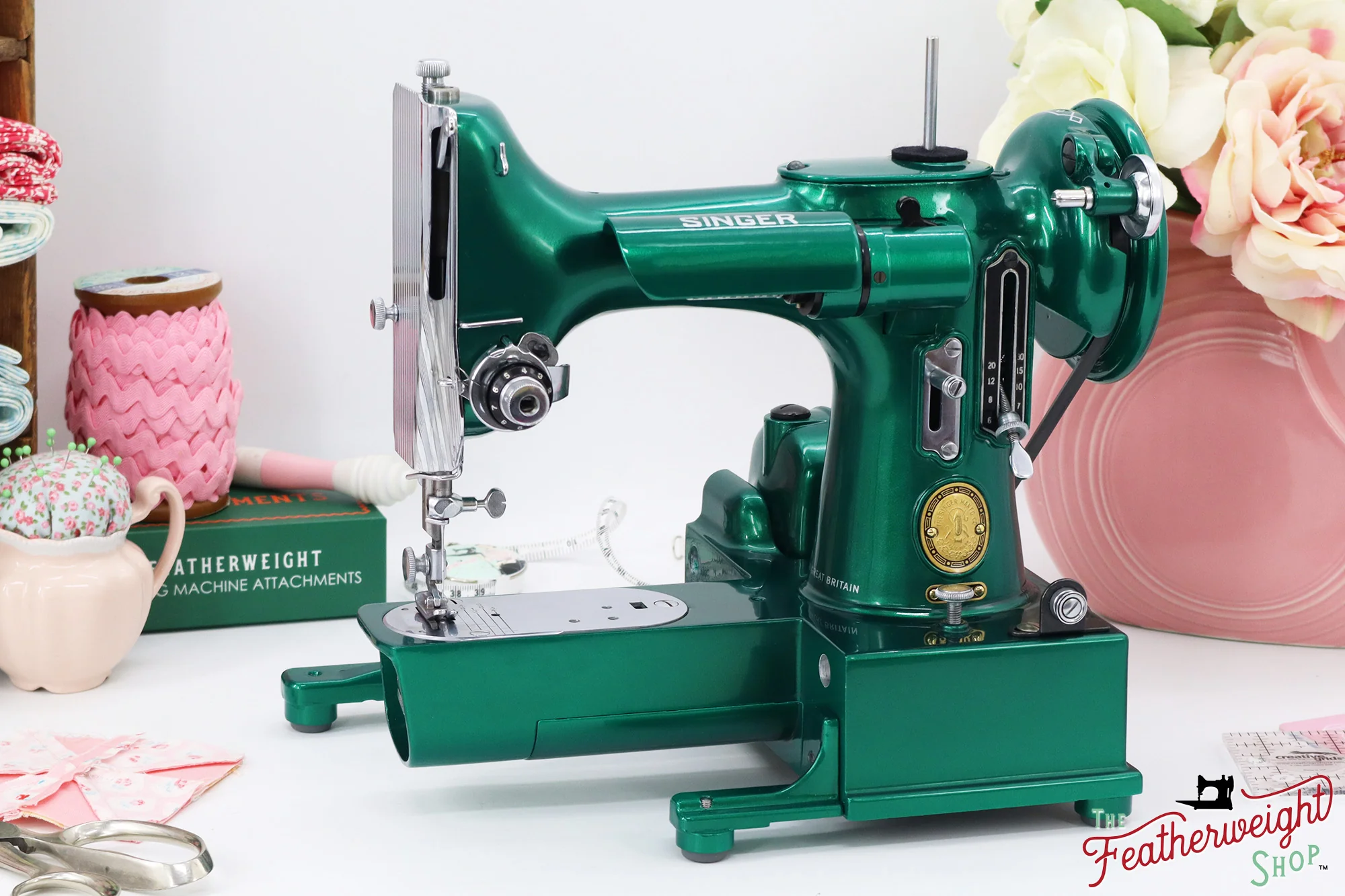 Singer Featherweight 222K - EJ911*** - Fully Restored in Emerald Green - Image 2