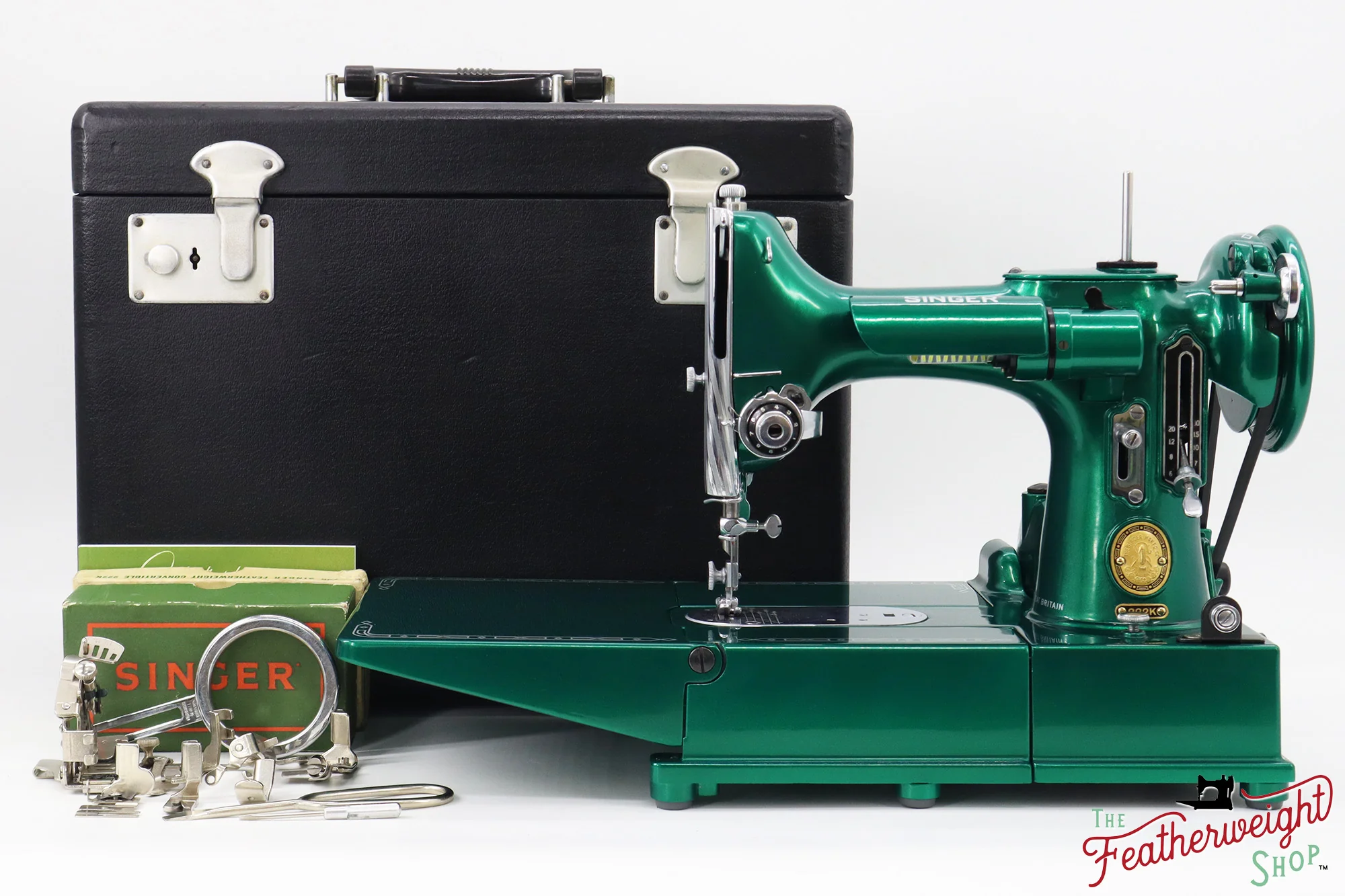 Singer Featherweight 222K - EJ911*** - Fully Restored in Emerald Green - Image 4