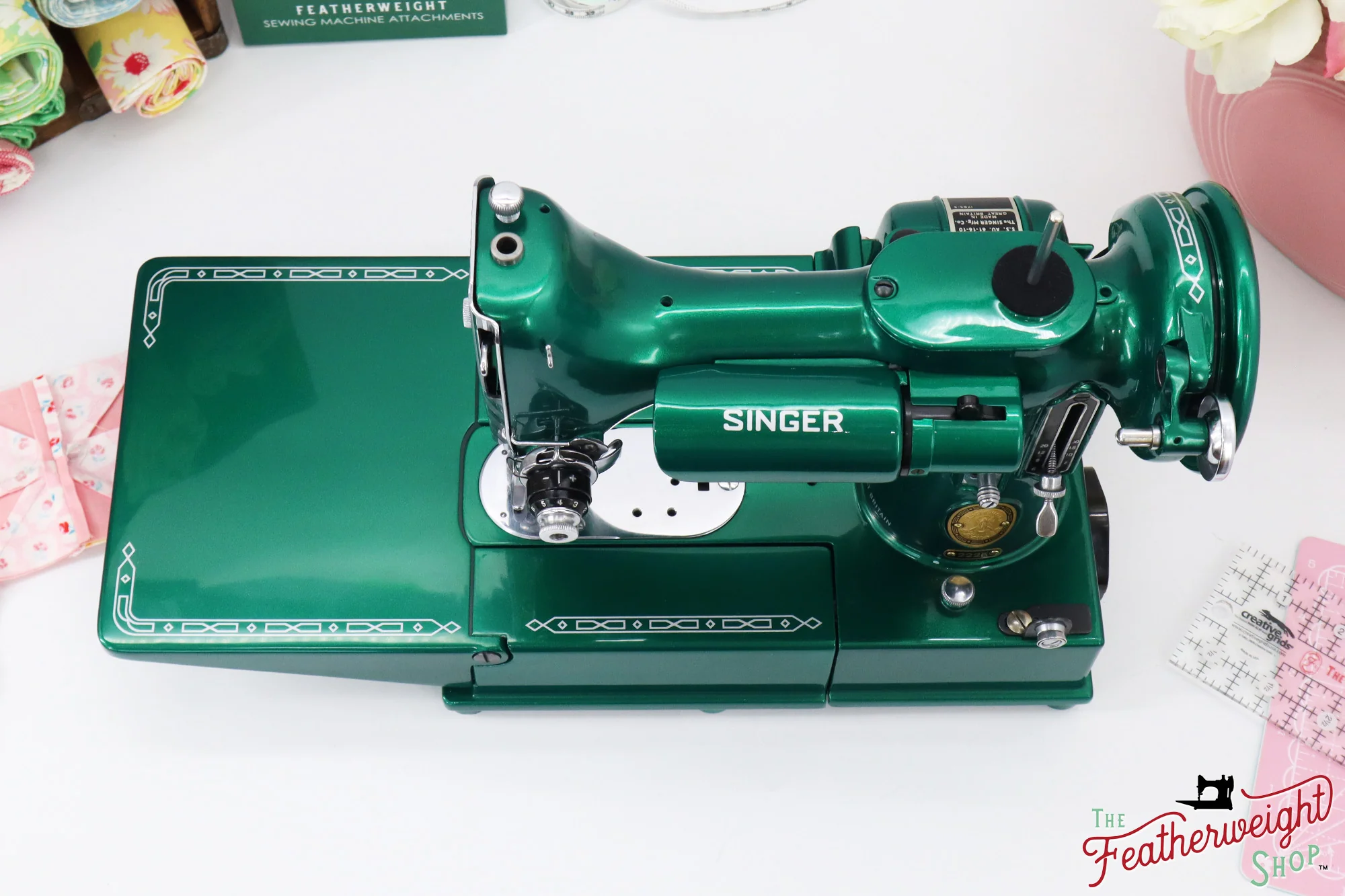 Singer Featherweight 222K - EJ911*** - Fully Restored in Emerald Green - Image 5