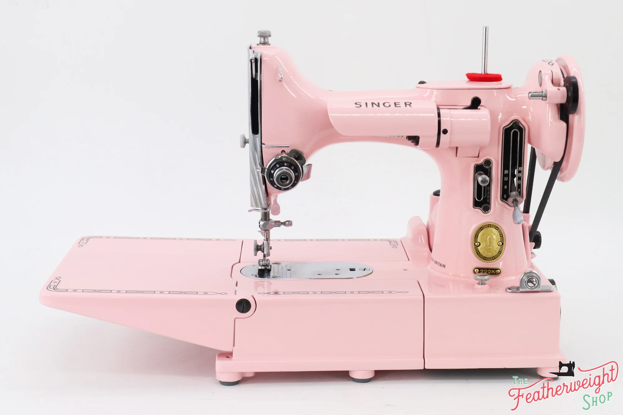 Singer Featherweight 222K Sewing Machine EM6039** - Fully Restored in Poodle Skirt Pink
