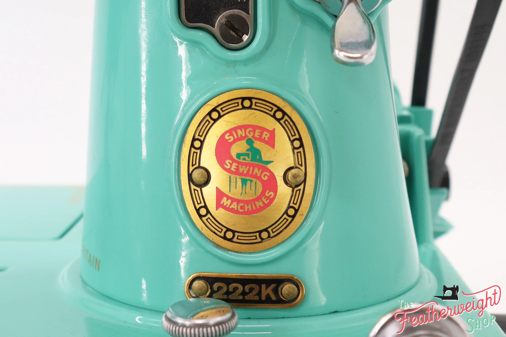 Singer Featherweight 222K Sewing Machine ES523*** - Fully Restored in Caribbean Sea Green - Image 2