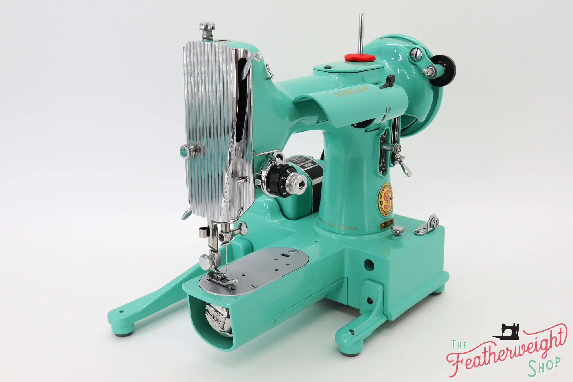 Singer Featherweight 222K Sewing Machine ES523*** - Fully Restored in Caribbean Sea Green - Image 3