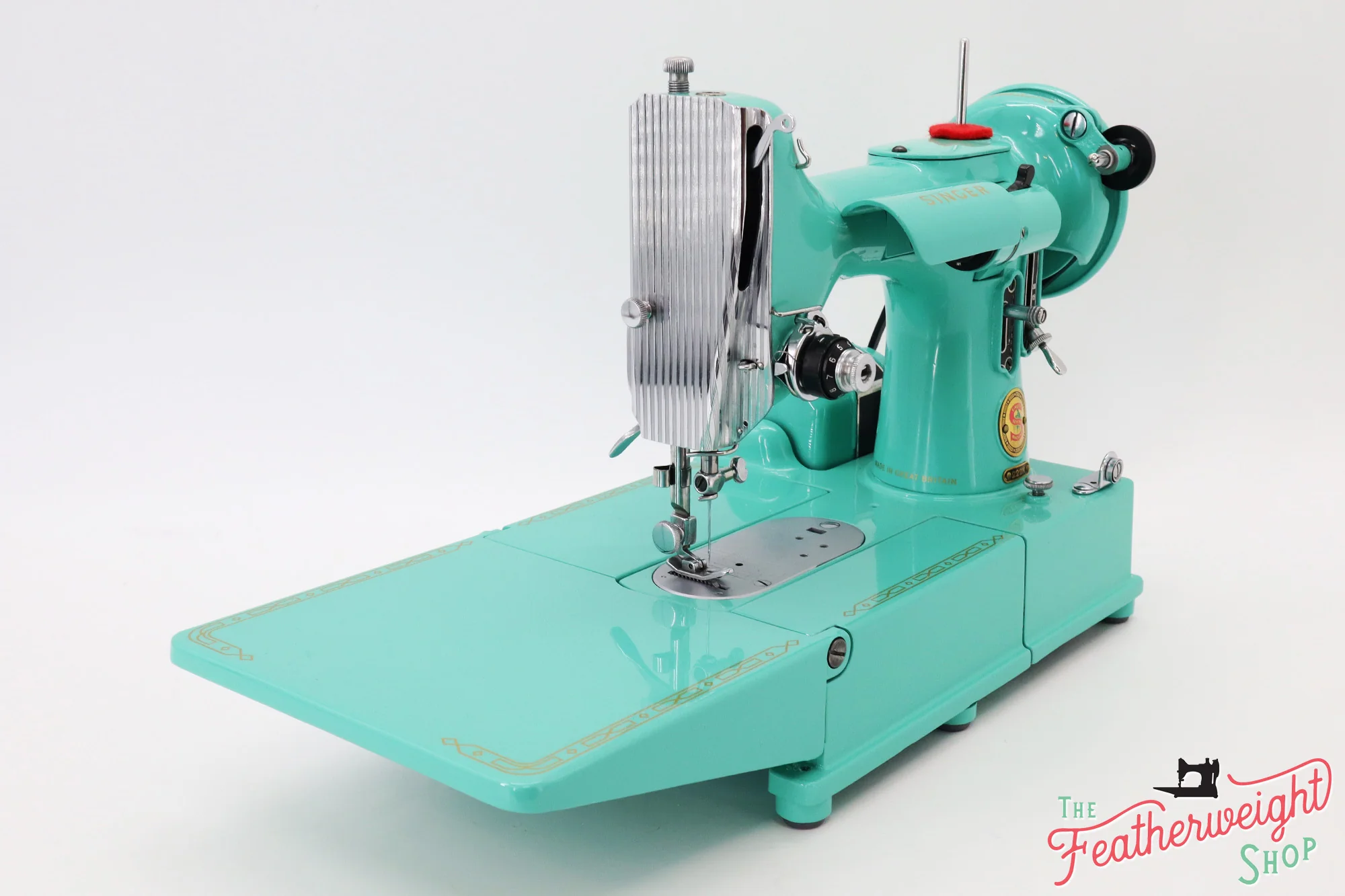 Singer Featherweight 222K Sewing Machine ES523*** - Fully Restored in Caribbean Sea Green - Image 7