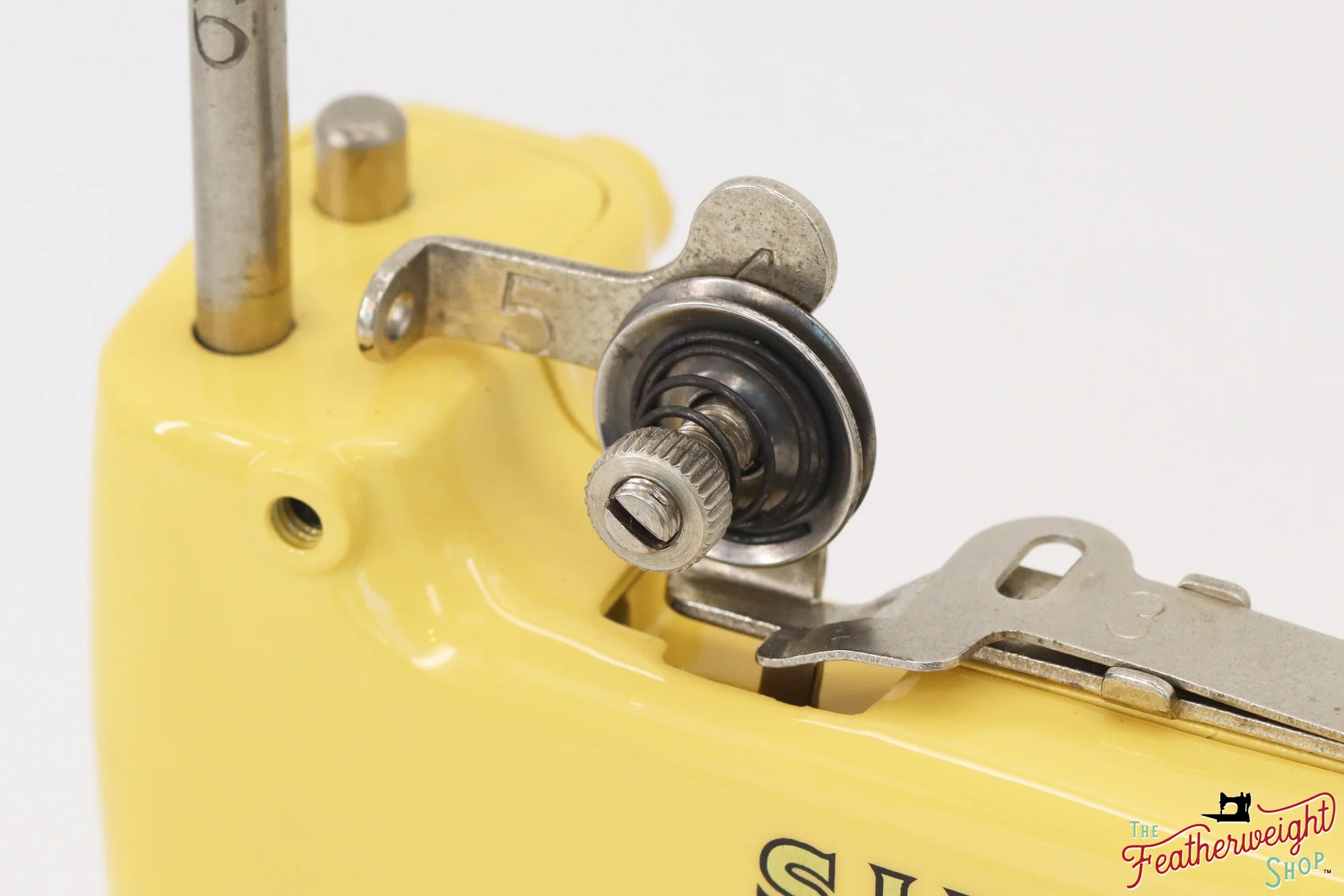 Singer Sewhandy Model 20, Red 'S' - Fully Restored in Happy Yellow, April 2024 - Image 11