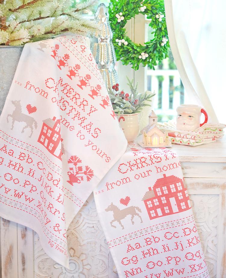 Tea Towel by Fig Tree & Co. - CHRISTMAS STITCHED - Image 2