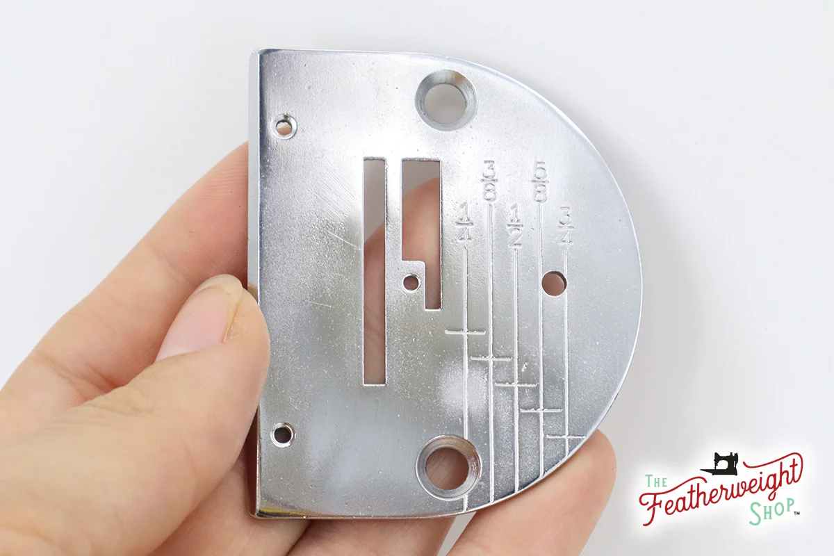 Throat / Needle Plate, Graduated (Textured Chrome) - Singer Featherweight Model 221 - Image 2