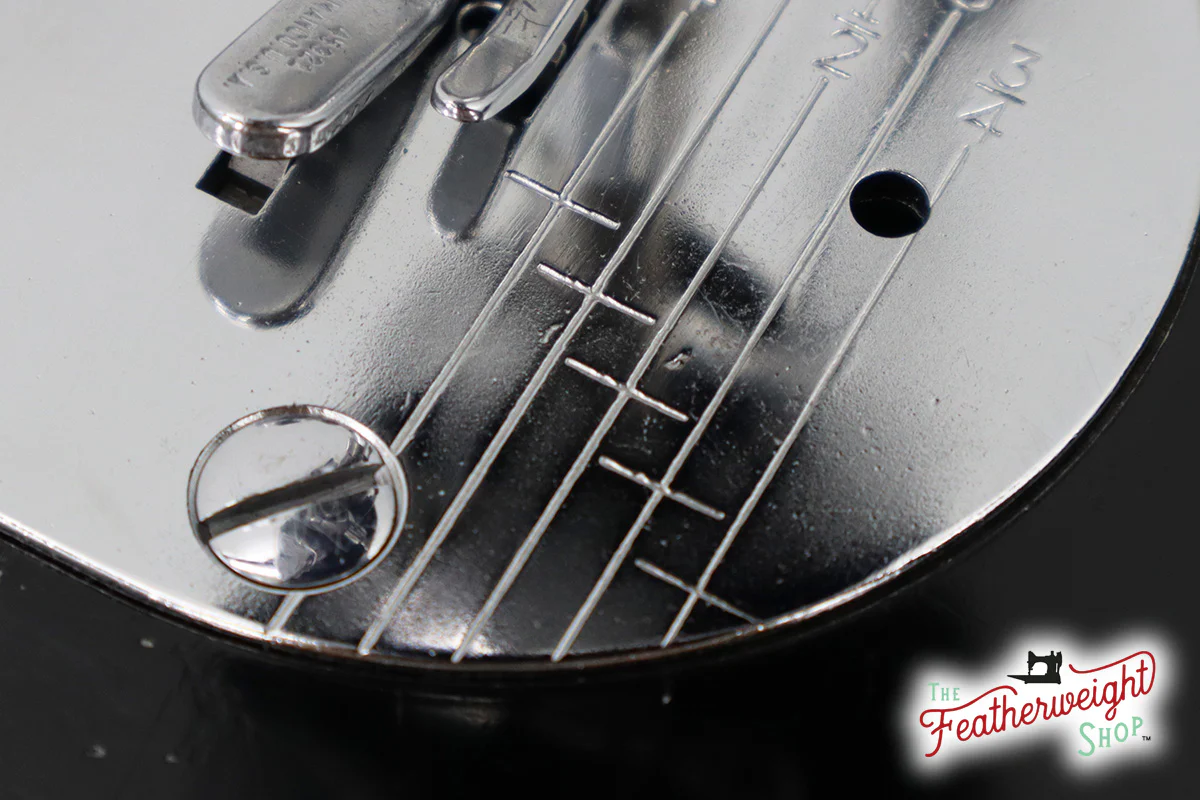 Throat / Needle Plate, Graduated (Textured Chrome) - Singer Featherweight Model 221 - Image 4